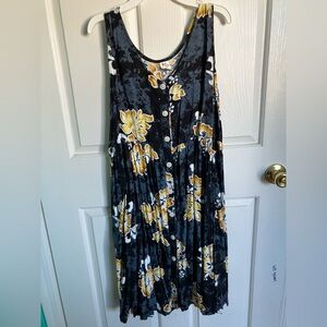 Rainbow Black and Yellow Floral Midi Dress
